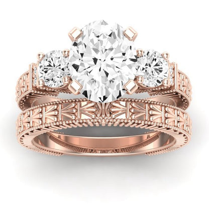Angelonia Moissanite Matching Band Only (does Not Include Engagement Ring) For Ring With Oval Center rosegold