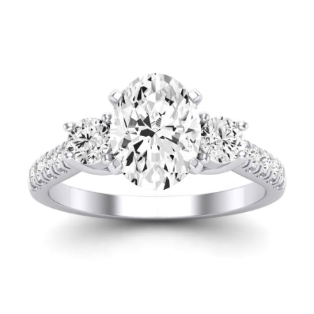 Primrose Moissanite Matching Band Only ( Engagement Ring Not Included) For Ring With Oval Center whitegold