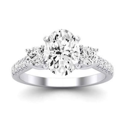 Primrose Moissanite Matching Band Only ( Engagement Ring Not Included) For Ring With Oval Center whitegold