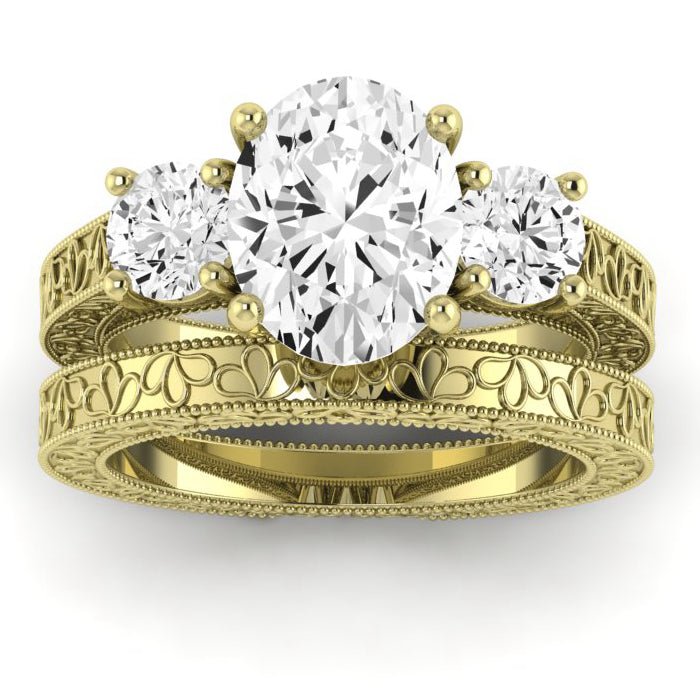 Belladonna Moissanite Matching Band Only (does Not Include Engagement Ring) For Ring With Oval Center yellowgold