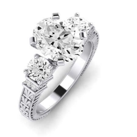Angelonia Moissanite Matching Band Only (does Not Include Engagement Ring) For Ring With Oval Center whitegold