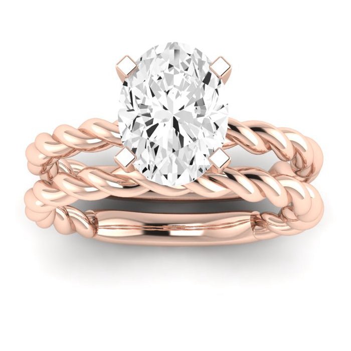 Balsam Moissanite Matching Band Only ( Engagement Ring Not Included)  For Ring With Oval Center rosegold