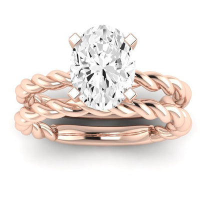 Balsam Moissanite Matching Band Only ( Engagement Ring Not Included)  For Ring With Oval Center rosegold