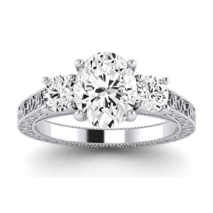 Belladonna Moissanite Matching Band Only (does Not Include Engagement Ring) For Ring With Oval Center whitegold