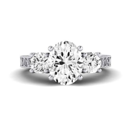 Belladonna Moissanite Matching Band Only (does Not Include Engagement Ring) For Ring With Oval Center whitegold