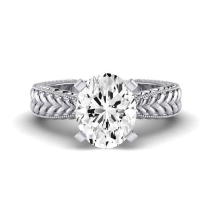 Azalea Moissanite Matching Band Only (does Not Include Engagement Ring) For Ring With Oval Center whitegold