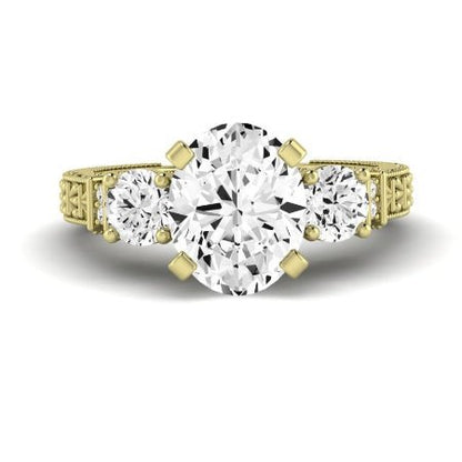 Angelonia Moissanite Matching Band Only (does Not Include Engagement Ring) For Ring With Oval Center yellowgold