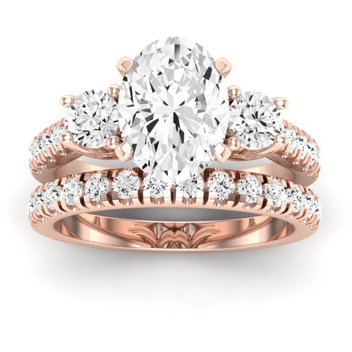 Primrose Moissanite Matching Band Only ( Engagement Ring Not Included) For Ring With Oval Center rosegold