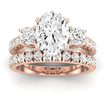Primrose Moissanite Matching Band Only ( Engagement Ring Not Included) For Ring With Oval Center rosegold