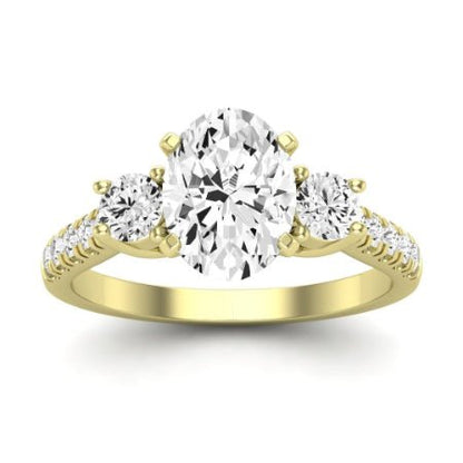 Primrose Moissanite Matching Band Only ( Engagement Ring Not Included) For Ring With Oval Center yellowgold