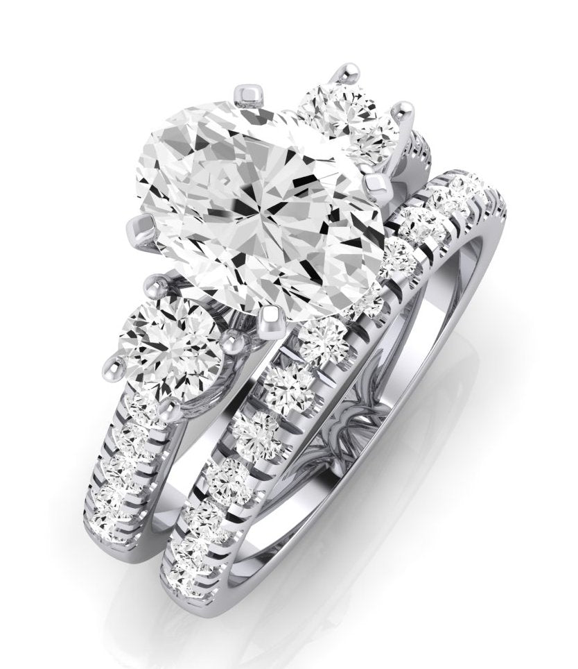Primrose Moissanite Matching Band Only ( Engagement Ring Not Included) For Ring With Oval Center whitegold