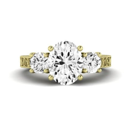 Belladonna Moissanite Matching Band Only (does Not Include Engagement Ring) For Ring With Oval Center yellowgold