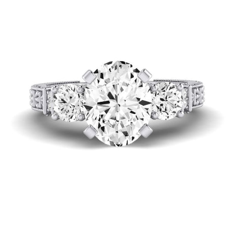 Angelonia Moissanite Matching Band Only (does Not Include Engagement Ring) For Ring With Oval Center whitegold