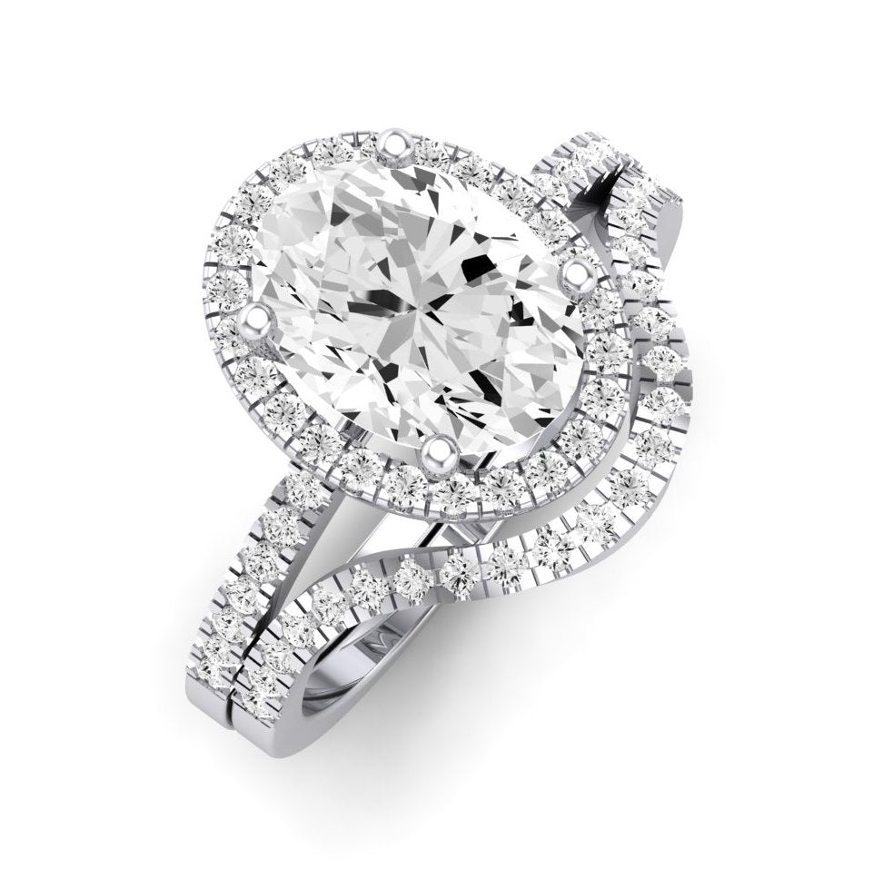 Bergenia Moissanite Matching Band Only (does Not Include Engagement Ring ) For Ring With Oval Center whitegold