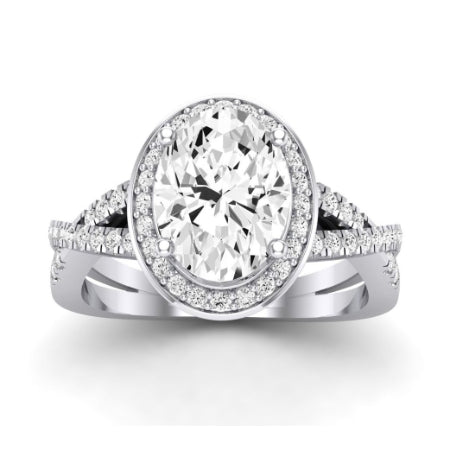 Moonflower Moissanite Matching Band Only ( Engagement Ring Not Included) For Ring With Oval Center whitegold