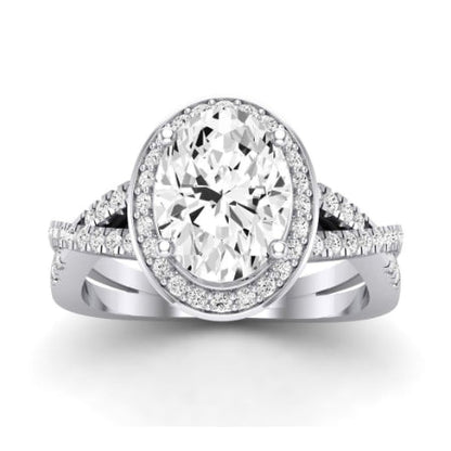 Moonflower Moissanite Matching Band Only ( Engagement Ring Not Included) For Ring With Oval Center whitegold