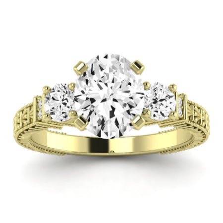 Angelonia Moissanite Matching Band Only (does Not Include Engagement Ring) For Ring With Oval Center yellowgold