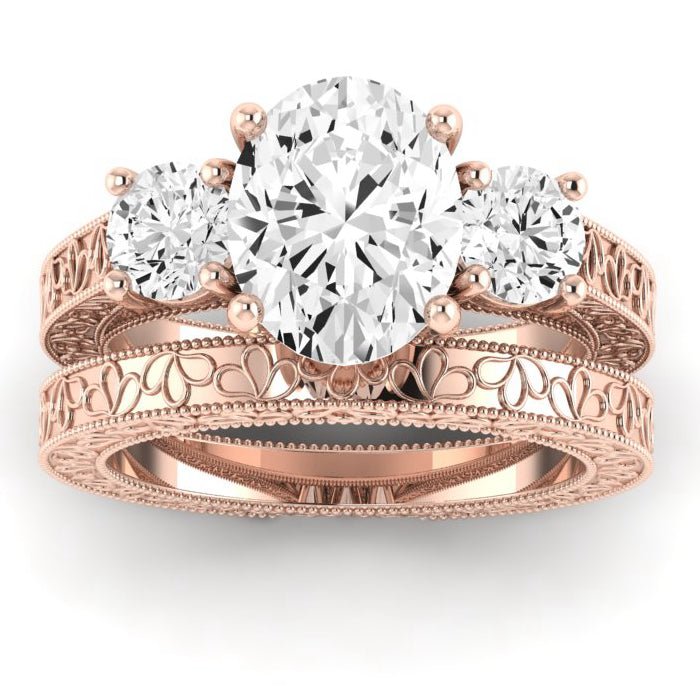 Belladonna Moissanite Matching Band Only (does Not Include Engagement Ring) For Ring With Oval Center rosegold