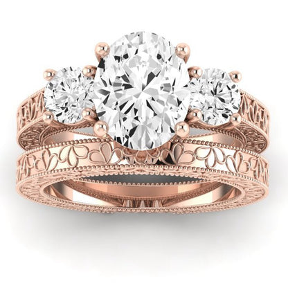 Belladonna Moissanite Matching Band Only (does Not Include Engagement Ring) For Ring With Oval Center rosegold