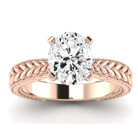 Azalea Moissanite Matching Band Only (does Not Include Engagement Ring) For Ring With Oval Center rosegold