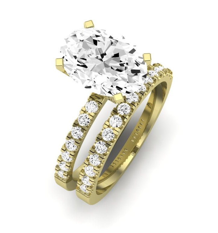 Dahlia Moissanite Matching Band Only (engagement Ring Not Included) For Ring With Oval Center yellowgold