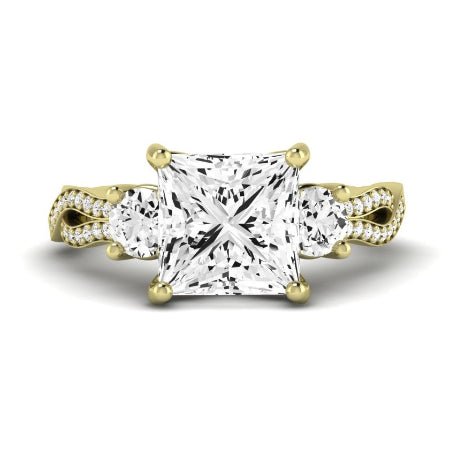 Bottlebrush Moissanite Matching Band Only (does Not Include Engagement Ring) For Ring With Princess Center yellowgold