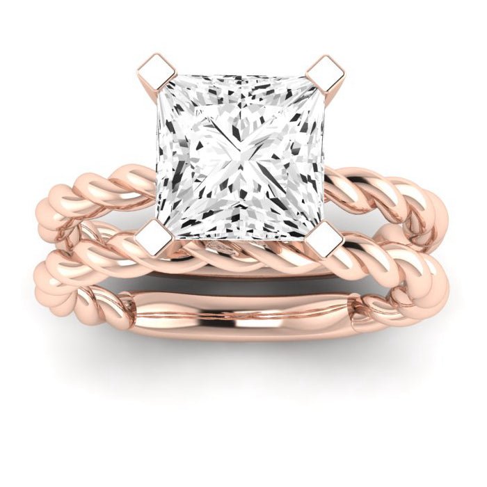Balsam Moissanite Matching Band Only (does Not Include Engagement Ring) For Ring With Princess Center rosegold
