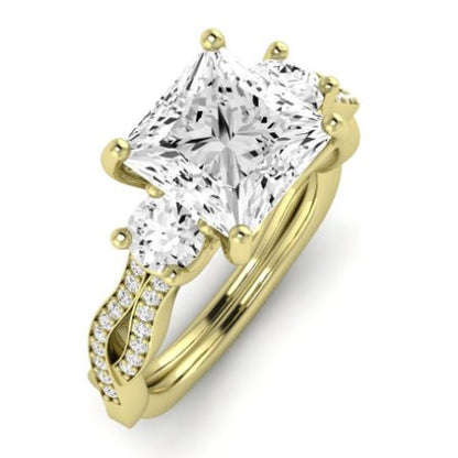 Bottlebrush Moissanite Matching Band Only (does Not Include Engagement Ring) For Ring With Princess Center yellowgold