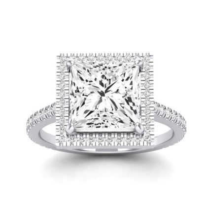 Columbine Moissanite Matching Band Only (does Not Include Engagement Ring) For Ring With Princess Center whitegold
