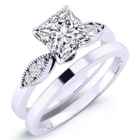 Mulberry Moissanite Matching Band Only (engagement Ring Not Included) For Ring With Princess Center whitegold