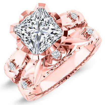 Arbor Moissanite Matching Band Only (engagement Ring Not Included) For Ring With Princess Center rosegold