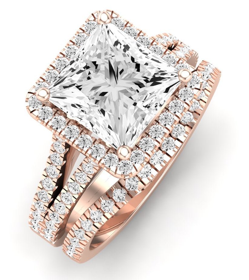 Silene Moissanite Matching Band Only ( Engagement Ring Not Included) For Ring With Princess Center rosegold
