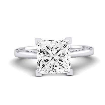 Astilbe Moissanite Matching Band Only (does Not Include Engagement Ring) For Ring With Princess Center whitegold