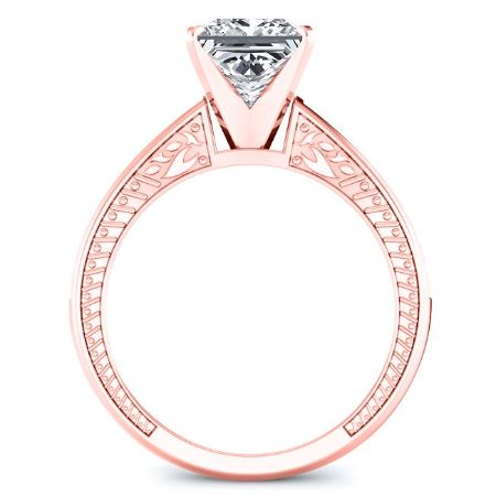 Peony Moissanite Matching Band Only (engagement Ring Not Included) For Ring With Princess Center rosegold
