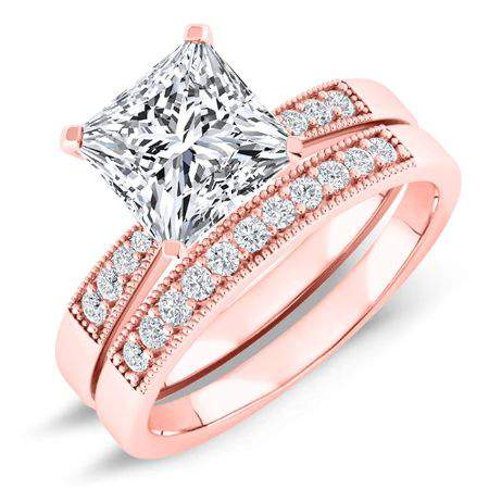 Poppy Moissanite Matching Band Only (engagement Ring Not Included) For Ring With Princess Center rosegold