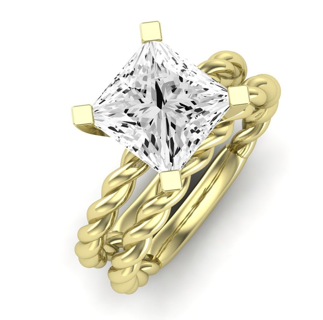 Balsam Moissanite Matching Band Only (does Not Include Engagement Ring) For Ring With Princess Center yellowgold