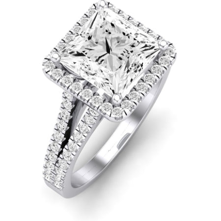 Silene Moissanite Matching Band Only ( Engagement Ring Not Included) For Ring With Princess Center whitegold