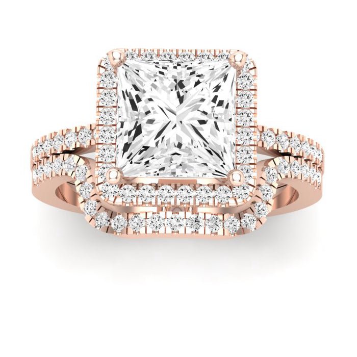 Bergenia Moissanite Matching Band Only (does Not Include Engagement Ring ) For Ring With Princess Center rosegold