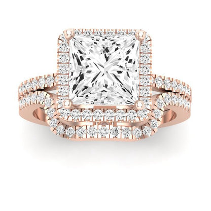 Bergenia Moissanite Matching Band Only (does Not Include Engagement Ring ) For Ring With Princess Center rosegold