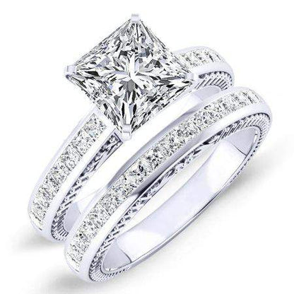 Peony Moissanite Matching Band Only (engagement Ring Not Included) For Ring With Princess Center whitegold