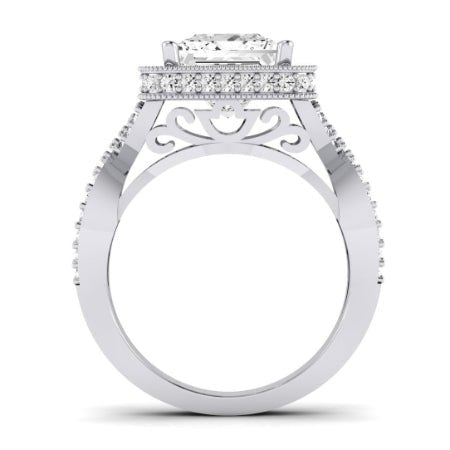 Clover Moissanite Matching Band Only ( Engagement Ring Not Included) For Ring With Princess Center whitegold