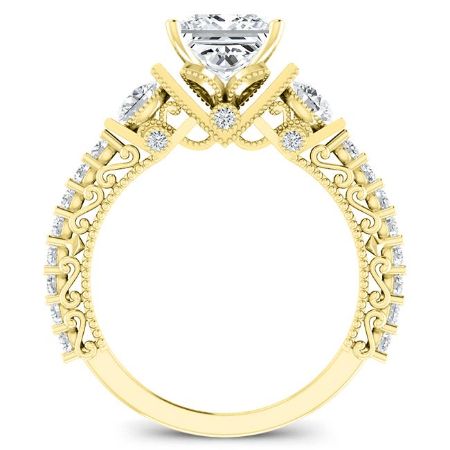 Belle Moissanite Matching Band Only (engagement Ring Not Included) For Ring With Princess Center yellowgold