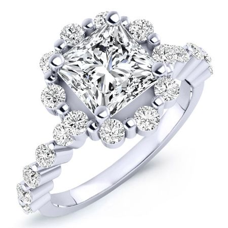 Privet Moissanite Matching Band Only (engagement Ring Not Included) For Ring With Princess Center whitegold