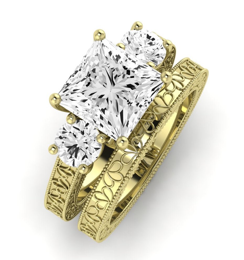 Belladonna Moissanite Matching Band Only (does Not Include Engagement Ring) For Ring With Princess Center yellowgold