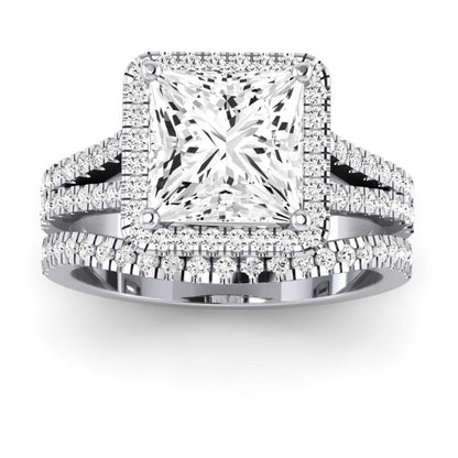 Silene Moissanite Matching Band Only ( Engagement Ring Not Included) For Ring With Princess Center whitegold