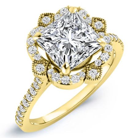 Rockrose Moissanite Matching Band Only (engagement Ring Not Included) For Ring With Princess Center yellowgold