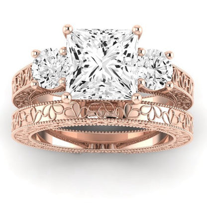 Belladonna Moissanite Matching Band Only (does Not Include Engagement Ring) For Ring With Princess Center rosegold