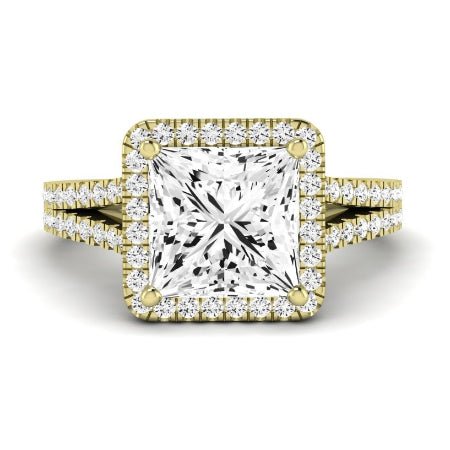 Silene Moissanite Matching Band Only ( Engagement Ring Not Included) For Ring With Princess Center yellowgold