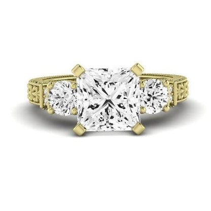 Angelonia Moissanite Matching Band Only (does Not Include Engagement Ring) For Ring With Princess Center yellowgold