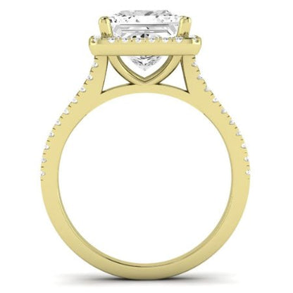 Silene Moissanite Matching Band Only ( Engagement Ring Not Included) For Ring With Princess Center yellowgold
